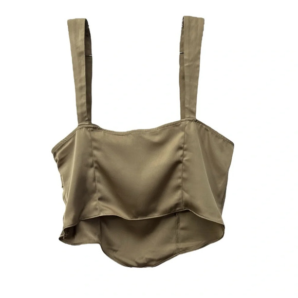 Topshop Satin Corset Cut Out Top Gold Size 12 NWOT - Picture 3 of 6